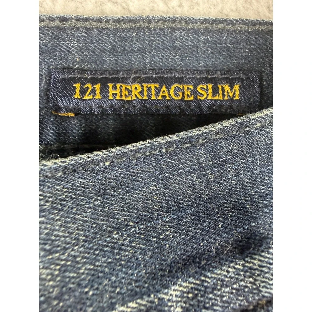 Lucky Brand Heritage Slim Dark Wash Denim Blue Jeans Mens 34 x 30 Stretch